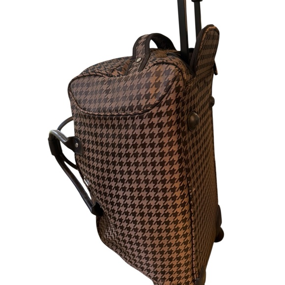 CALPAK 24 inch rolling satchel DUFFEL BAG Brown Houndstooth Unisex Carry on - Picture 6 of 12
